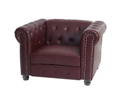 Vente-unique Fauteuil Met Holle Rugleuning-Relaxfauteuil Edinburgh Ronde Poten, Ronde Poten, Roodbruin