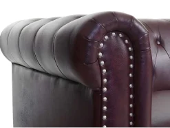 Vente-unique Fauteuil Met Holle Rugleuning-Relaxfauteuil Edinburgh Ronde Poten, Ronde Poten, Roodbruin