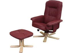 Vente-unique Fauteuil Kunstleer-Relaxfauteuil H56 Met Kruk, Bordeaux