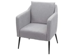 Vente-unique Fauteuil Met Holle Rugleuning-Relaxfauteuil Mcw-H93A, Stof/Textiel Lichtgrijs