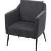 Vente-unique Fauteuil Met Holle Rugleuning-Relaxfauteuil Mcw-H93A, Stof/Textiel Donkergrijs