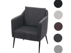 Vente-unique Fauteuil Met Holle Rugleuning-Relaxfauteuil Mcw-H93A, Stof/Textiel Donkergrijs