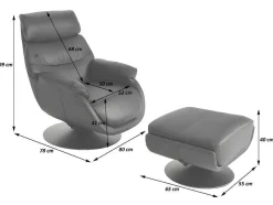 Vente-unique Fauteuil Leer-Relaxfauteuil Met Kruk Mcw-K99, Bruin
