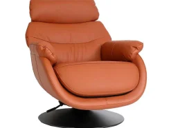 Vente-unique Fauteuil Leer-Relaxfauteuil Met Kruk Mcw-K99, Bruin