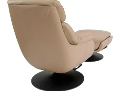 Vente-unique Fauteuil Leer-Relaxfauteuil Met Kruk Mcw-K99, Taupe