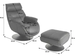 Vente-unique Fauteuil Leer-Relaxfauteuil Met Kruk Mcw-K99, Taupe