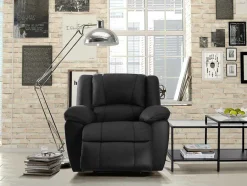 Vente-unique Relaxfauteuil-Relaxfauteuil Van Leer Aroma - Zwart