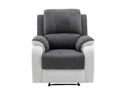 Vente-unique Relaxfauteuil-Relaxfauteuil Van Microvezel En Grijs En Wit Kunstleer Brody