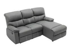 Vente-unique Relaxbanken Met Manuele Relaxfunctie-Relaxhoekbank Met Hoek Rechts Van Grijs Kunstleer Canby