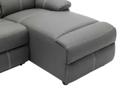 Vente-unique Relaxbanken Met Manuele Relaxfunctie-Relaxhoekbank Met Hoek Rechts Van Grijs Kunstleer Canby