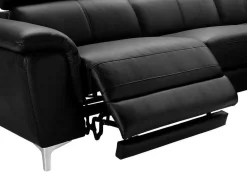 Vente-unique Hoekbank-Relaxhoekbank Van Leer Sitia - Elektrisch - Zwart - Hoek Rechts