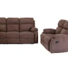 Vente-unique Bankstel 3+2-Relaxzitbank 3 + 2 Plaatsen Van Stof Met Handmatig Mechanisme Tolzano - Donkerbruin
