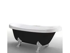 ELITESHOPPING Vrijstaand Bad Op Pootjes-Retro Vrijstaand Bad 170 X 80 Cm Zwart Met Zilveren Pootjes Marigold Noir