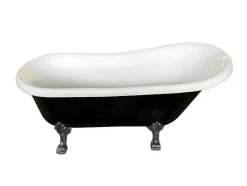 ELITESHOPPING Vrijstaand Bad Op Pootjes-Retro Vrijstaand Bad 170 X 80 Cm Zwart Met Zilveren Pootjes Marigold Noir