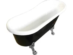 ELITESHOPPING Vrijstaand Bad Op Pootjes-Retro Vrijstaand Bad 170 X 80 Cm Zwart Met Zilveren Pootjes Marigold Noir