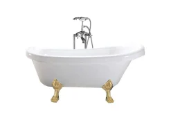 ELITESHOPPING Vrijstaand Bad Op Pootjes-Retro Vrijstaand Bad 170 X 80 Cm Met Gouden Pootjes + Mengkraan Marigold