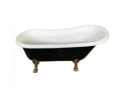 ELITESHOPPING Vrijstaand Bad Op Pootjes-Retro Vrijstaand Bad 170 X 80 Cm Zwartgouden Pootjes + Mengkraan Marigold Noir