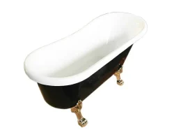 ELITESHOPPING Vrijstaand Bad Op Pootjes-Retro Vrijstaand Bad 170 X 80 Cm Zwart Met Gouden Pootjes Marigold Noir