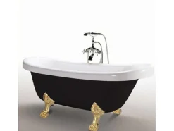 ELITESHOPPING Vrijstaand Bad Op Pootjes-Retro Vrijstaand Bad 170 X 80 Cm Zwart Met Gouden Pootjes Marigold Noir