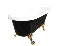 ELITESHOPPING Vrijstaand Bad Op Pootjes-Retro Vrijstaand Bad 170 X 80 Cm Zwart Met Gouden Pootjes Marigold Noir