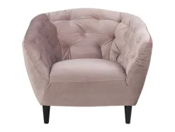 Vente-unique Fauteuil Met Holle Rugleuning-Rian Fauteuil In Dusty Rose Met Zwarte Poten.