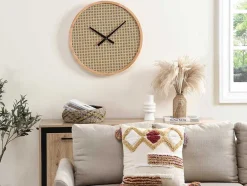 OZAIA Wandklok-Rieten Wandklok - D60 Cm - Mdf En Hout - Naturel - Fietra