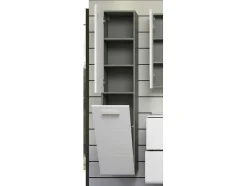 Trendteam Badkamerkast-Riva Badkamerkast Wandophanging, 1 Deur, 1 Klepdeur, Wit Hoogglans, Grijs.