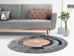 OZAIA Woonkamertapijt-Rond Tapijt Van Getuft Viscose Met Geometrisch Patroon Janjivy - 4000 G/M - D120 Cm