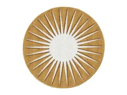 OZAIA Tapijt Rond-Rond Tapijt Zon Met Relief - D200 Cm - Mosterdgeel En Wit - Luminio