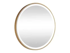 OZAIA Accessoires & Spiegels-Ronde Badkamerspiegel Met Ledverlichting En Goudkleurige Lijst Diameter 80 Cm Numea
