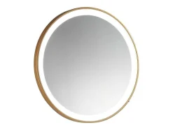 OZAIA Accessoires & Spiegels-Ronde Badkamerspiegel Met Ledverlichting En Goudkleurige Lijst Diameter 80 Cm Numea