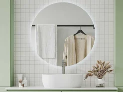 OZAIA Accessoires & Spiegels-Ronde Badkamerspiegel Zonder Kader Anticondens Met Ledverlichting Diameter 90 Cm Romula