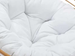 MYLIA Fauteuil-Ronde Draaifauteuil Van Gevlochten Hars - Licht Naturel Met Wit Kussen - Syndra Van