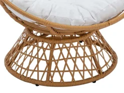 MYLIA Fauteuil-Ronde Draaifauteuil Van Gevlochten Hars - Licht Naturel Met Wit Kussen - Syndra Van