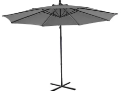 MYLIA Parasol-Ronde Hangparasol - Grijs - Staal - Ledverlichting - Diameter: 2,93 M - Pocota