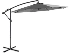 MYLIA Parasol-Ronde Hangparasol - Grijs - Staal - Ledverlichting - Diameter: 2,93 M - Pocota