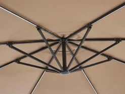 MYLIA Parasol-Ronde Hangparasol - Taupe - Staal - Ledverlichting - Diameter: 2,93 M - Pocota