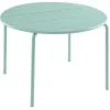 MYLIA Tuinset-Ronde Metalen Tuintafel Mirmande - D.110 Cm - Amandelgroen