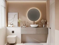Shower & Design Wastafel-Ronde Wastafel Van Solid Surface - 40 Cm - Wit - Imja