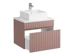 Vente-unique Badkamermeubel Met Enkele Wastafel-Roze Gestreept Hangmeubel Voor Badkamer Met Wastafel Om Erop Te Plaatsen - 60 Cm - Satara