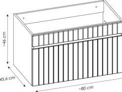 Vente-unique Wastafelmeubel-Roze Hangmeubel Met Strepen Voor Onder Wastafel Met Plank - 80 Cm - Satara