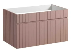 Vente-unique Wastafelmeubel-Roze Hangmeubel Met Strepen Voor Onder Wastafel Met Plank - 80 Cm - Satara
