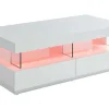 Vente-unique Salontafel-Salontafel Fabio - Wit Gelakt Mdf - Leds - 2 Lades En 2 Nissen