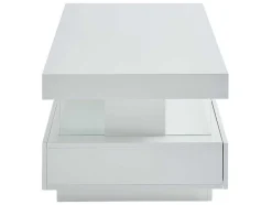 Vente-unique Salontafel-Salontafel Fabio - Wit Gelakt Mdf - Leds - 2 Lades En 2 Nissen