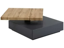 Vente-unique Salontafel-Salontafel Kyria - 1 Lade & Draaiblad - Mdf - Kleur: Antraciet & Eik