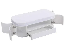 Vente-unique Salontafel-Salontafel Met 4 Kasten En 1 Lade - Leds - Mdf - Witgelakt - Vandana
