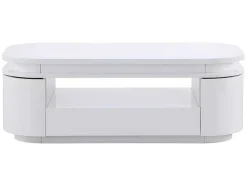 Vente-unique Salontafel-Salontafel Met 4 Kasten En 1 Lade - Leds - Mdf - Witgelakt - Vandana