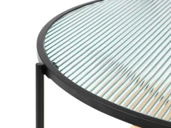 Vente-unique Salontafel-Salontafel Met 1 Plank - Glas, Heveahout En Metaal - Naturel En Zwart - Munita