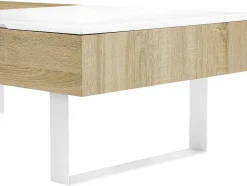 Vente-unique Salontafel-Salontafel Met Afneembaar Tafelblad En 1 Lade - Mdf En Staal - Naturel En Wit - Balun