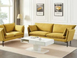 Vente-unique Salontafel-Salontafel Met Draaibaar Tafelblad, 2 Lades En 2 Nissen - Mdf - Wit Gelakt - Ilya